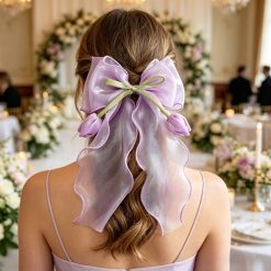 Dreamy Purple Tulip Bow Hair Clip